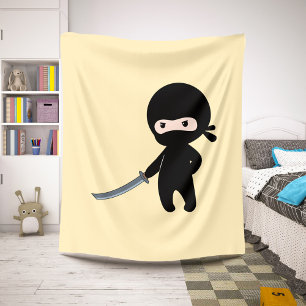 Cobertor Sherpa Tiny Angry Ninja em amarelo