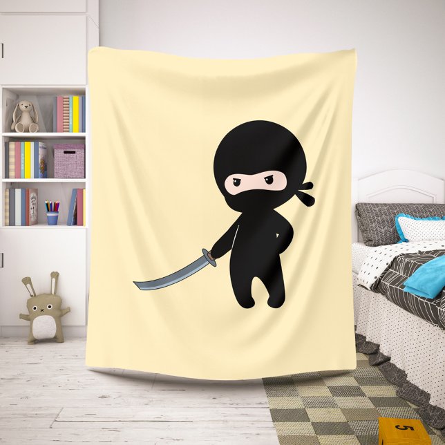Cobertor Sherpa Tiny Angry Ninja em amarelo (Criador carregado)