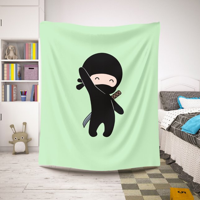 Cobertor Sherpa Tiny Happy Ninja sobre verde (Criador carregado)