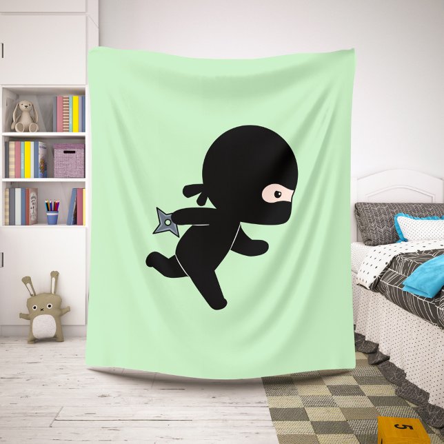 Cobertor Sherpa Tiny Ninja Correndo em Verde (Criador carregado)
