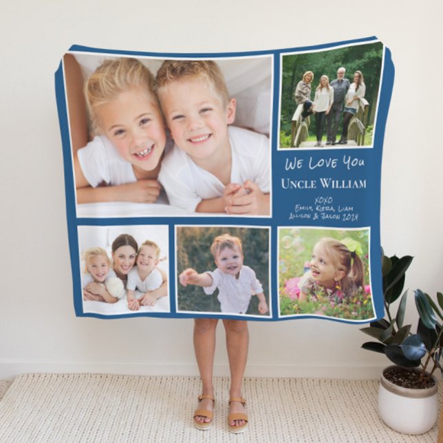 Cobertor Sherpa Tio Photo Collage Blue (Criador carregado)