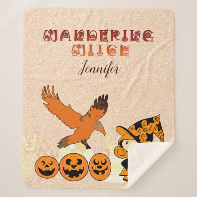 Cobertor Sherpa Tipografia Cute Wandering Little Witch Jack Cobweb (Frente)