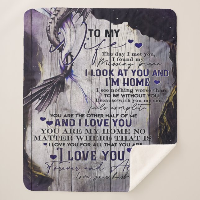 Cobertor Sherpa To my Wife | Funny Quotes To Wife | New Home Gift (Frente)