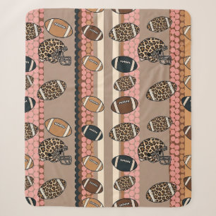 Cobertor Sherpa Toalha de Futebol Coquette com Estampa de Leopardo
