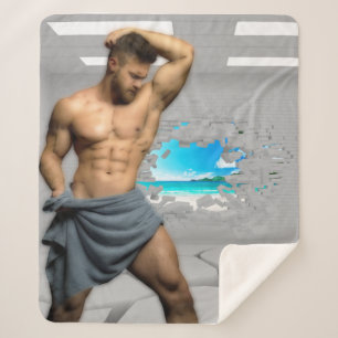 Cobertor Sherpa Toalha de Homem de SlipperyJoe quebrada parede bra