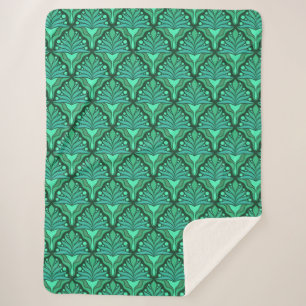 Cobertor Sherpa Tons verdes-mint Art Nouveau padrão geométrico