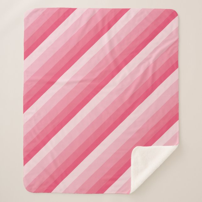 Cobertor Sherpa Toques diagonais em tons cor-de-rosa (Frente)
