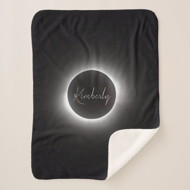 Cobertor Sherpa Total de Eclipes Solares Personalizados (Frente)