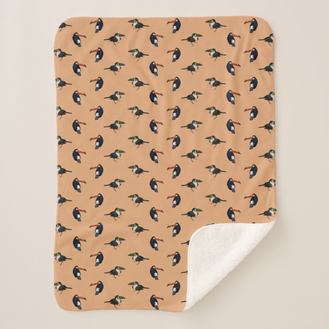 Cobertor Sherpa Toucan Frenzy (Laranja) (Frente)