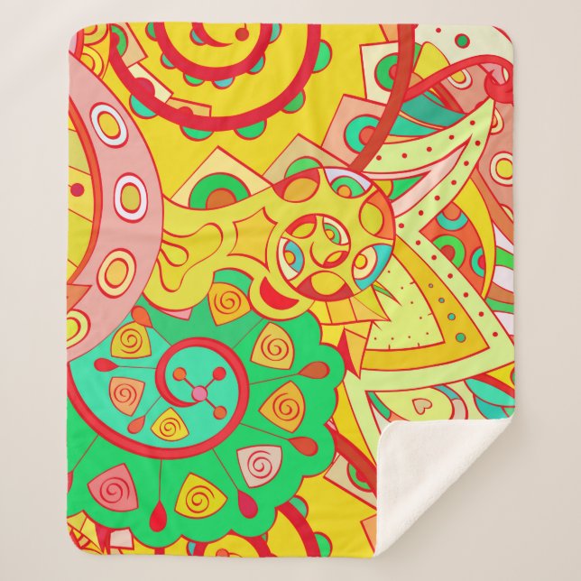 Cobertor Sherpa Tracery padrão perfeito. Mehndi design. Co étnico (Frente)