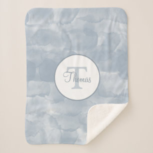 Cobertor Sherpa Traços de Pincel Azul com Cor Azul Moderna e Derr