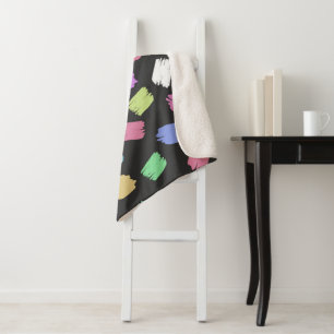 Cobertor Sherpa Traços de Pincel de Tinta, Traços Coloridos do Pin