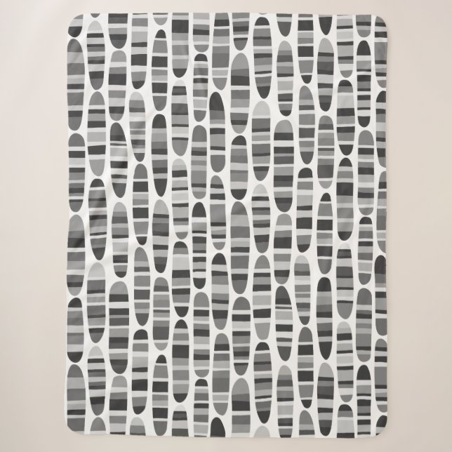 Cobertor Sherpa Traços de Stripey 120123 - Preto e Branco (Frente)
