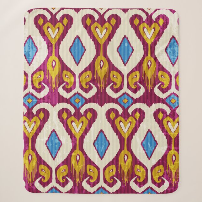 Cobertor Sherpa Traditional ikat fabric seamless pattern (Frente)