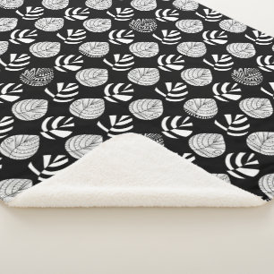 Cobertor Sherpa Transição de Folha para Peixe - Branco Preto