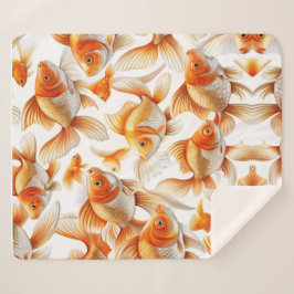 Cobertor Sherpa Travesseiro decorativo de Padrões Goldfish e Flece
