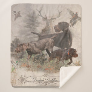 Cobertor Sherpa Travesseiro Exterior de Ponteiro Wirehaired Alemão