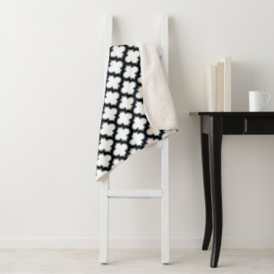 Cobertor Sherpa Trellis branca e preta, lete, quatrefoil