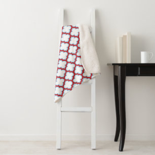 Cobertor Sherpa Trellis branca e vermelha, lete, quatrefoil