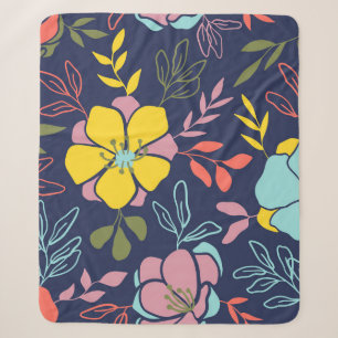 Cobertor Sherpa Trendy flowers seamless pattern. Small vintage flo