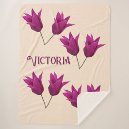 Cobertor Sherpa Trendy Victoria nome tulipa cor-de-rosa tulipas fl