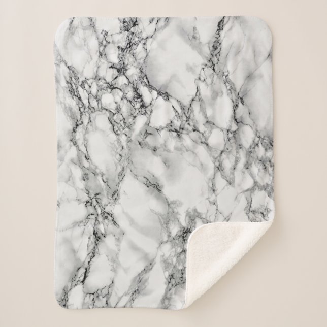 Cobertor Sherpa Trendy White Marble Stone (Frente)