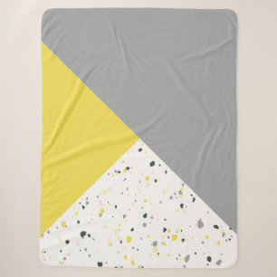 Cobertor Sherpa Trendy Yellow Cinza Terrazzo