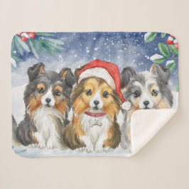 Cobertor Sherpa Três Belas Prateleiras de Natal na Neve