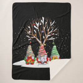 Cobertor Sherpa Três Gnomos Nórdicos E Sua Árvore De Natal