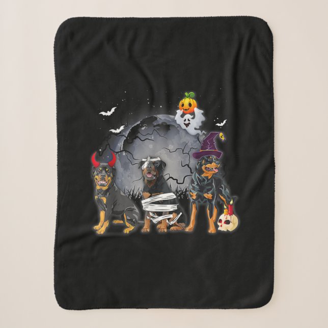Cobertor Sherpa Três Rottweilers Satan Witmy Halloween Custo (Frente)