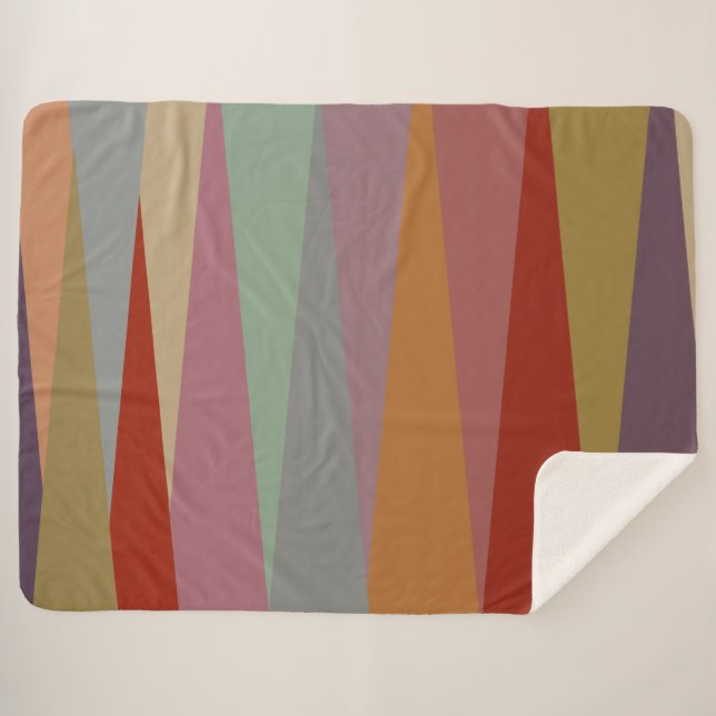 Cobertor Sherpa Triângulos Modernos Coloridos do Século médio (Frente (Horizontal))