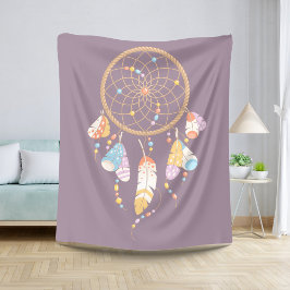 Cobertor Sherpa Tribal Boho Dreamcatcher em Roxo