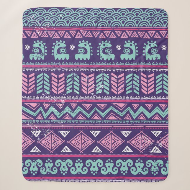 Cobertor Sherpa Tribal ethnic seamless (Frente)