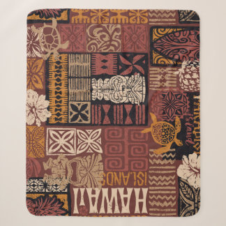 Cobertor Sherpa Tribal Havaiano: Patchwork de Tecido Vintage