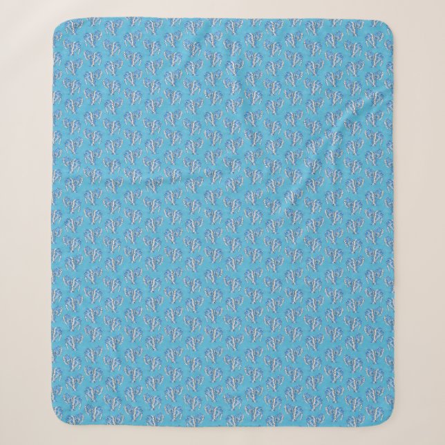 Cobertor Sherpa Tribal Tatto Manateus Ocean Blue (Frente)