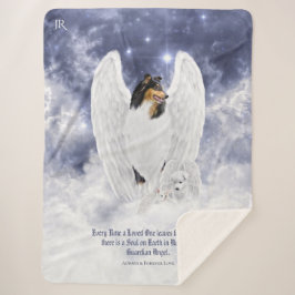 Cobertor Sherpa Tricolor Collie Angel & Cherubim, Cachorro Céu -