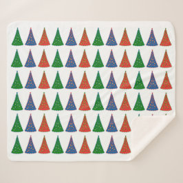 Cobertor Sherpa Tricolores das Árvores de Natal
