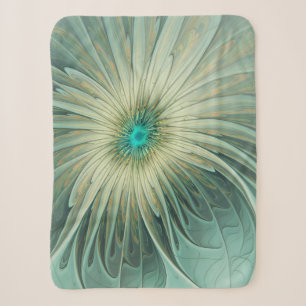 Cobertor Sherpa Trigo abstrato moderno de turquesa da flor da