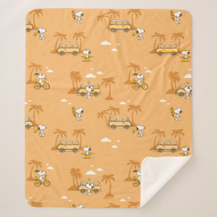 Cobertor Sherpa Trippin rodoviário   Amendoins Snoopy Beach Patter