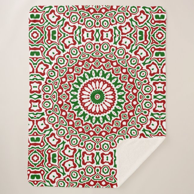Cobertor Sherpa Trippy Hippie Groovy Boho Funky Natal Mandala (Frente)