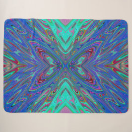 Cobertor Sherpa Trippy Retro Blue and Red Abstract Butterfly