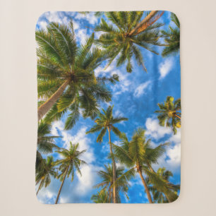 Cobertor Sherpa Tropical Beaches   Palm Trees on Blue Sky