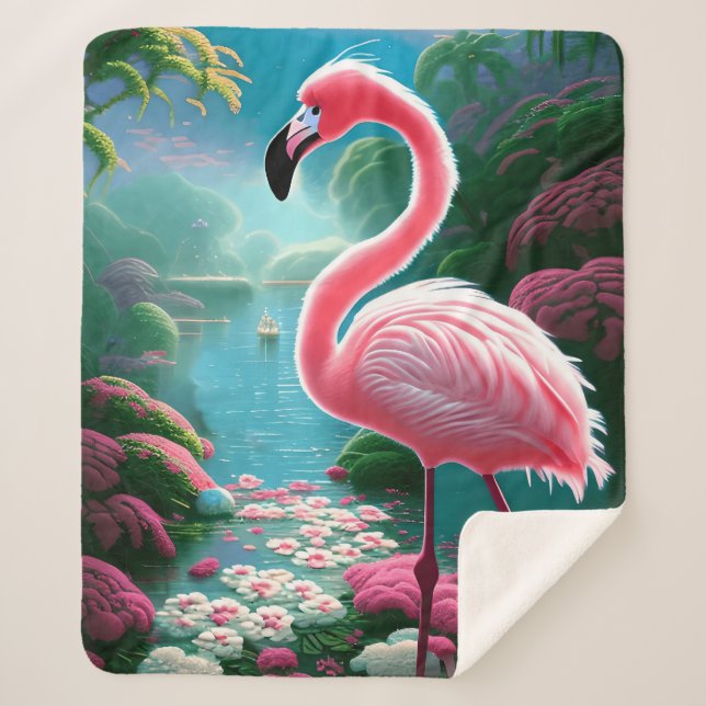 Cobertor Sherpa Tropical Flamingo-70852 Elegante (Frente)