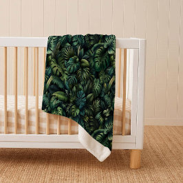 Cobertor Sherpa Tropical Monstera Botânica Verde Sherpa Aconchegan