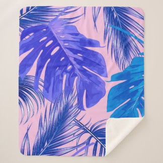 Cobertor Sherpa Tropical palm leaves, jungle leaves seamless flora
