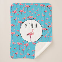 Cobertor Sherpa Tropical Summer Pink Flamingo Pattern