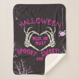 Cobertor Sherpa Truque de Halloween ou Tratar Spooky e Doce Decor