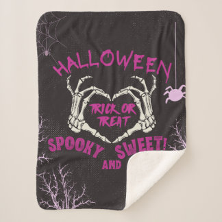 Cobertor Sherpa Truque de Halloween ou Tratar Spooky e Doce Decor