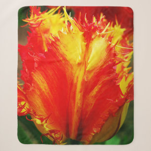 Cobertor Sherpa Tulipa Vermelha E Amarelo