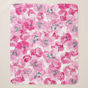 Cobertor Sherpa tulipas de aquarelas: design de cartão desenhado à